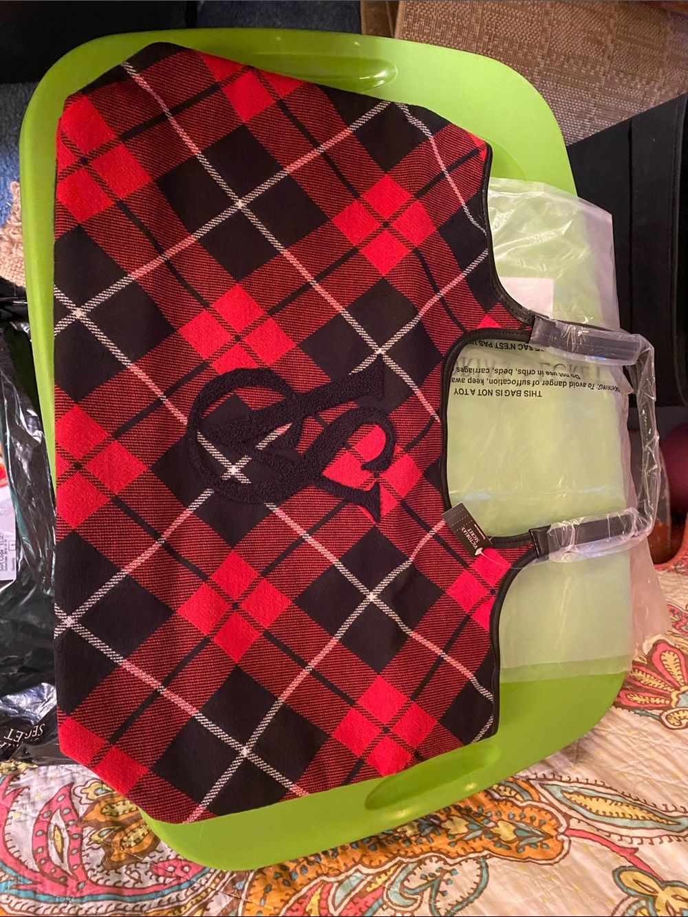 Victoria's Secret Red and Black Plaid Tote
